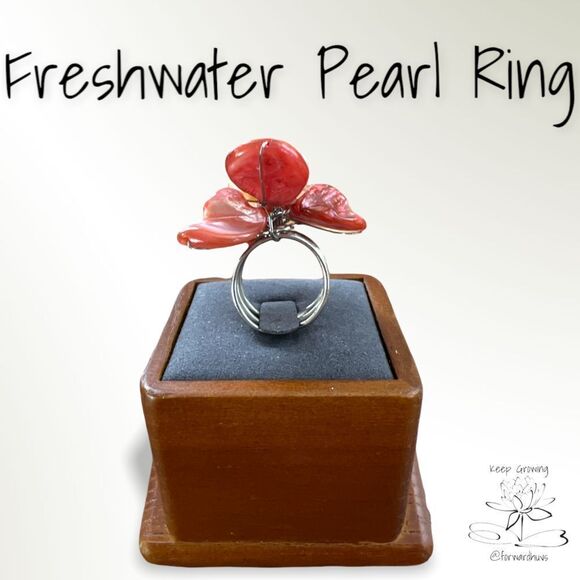 Elegant Freshwater Pearl & Shell Adjustable Statement Rings Set - Picture 8 of 15